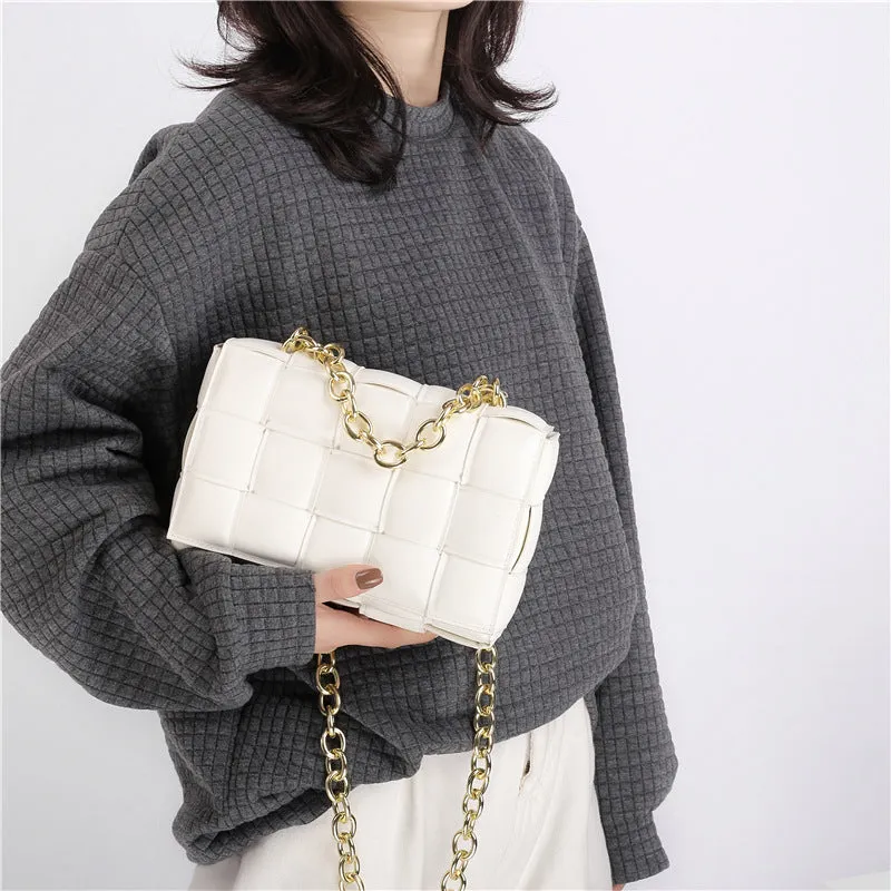 Luxury cassette woven box chain handbag