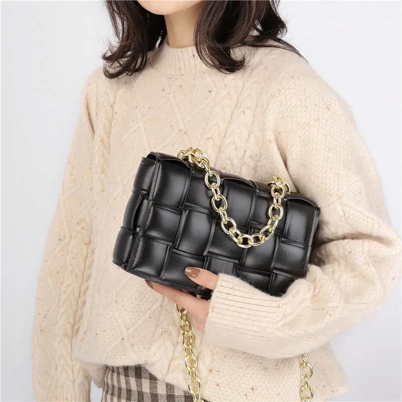 Luxury cassette woven box chain handbag