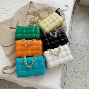 Luxury cassette woven box chain handbag