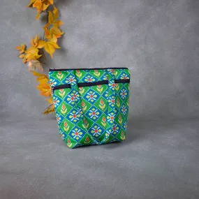 Medium Size Handbag Green Colour Flower Design.