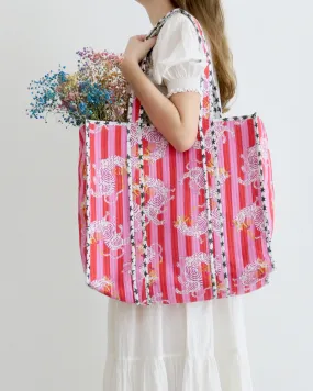 Medium Tote Bag -Tibetan Tiger Pink