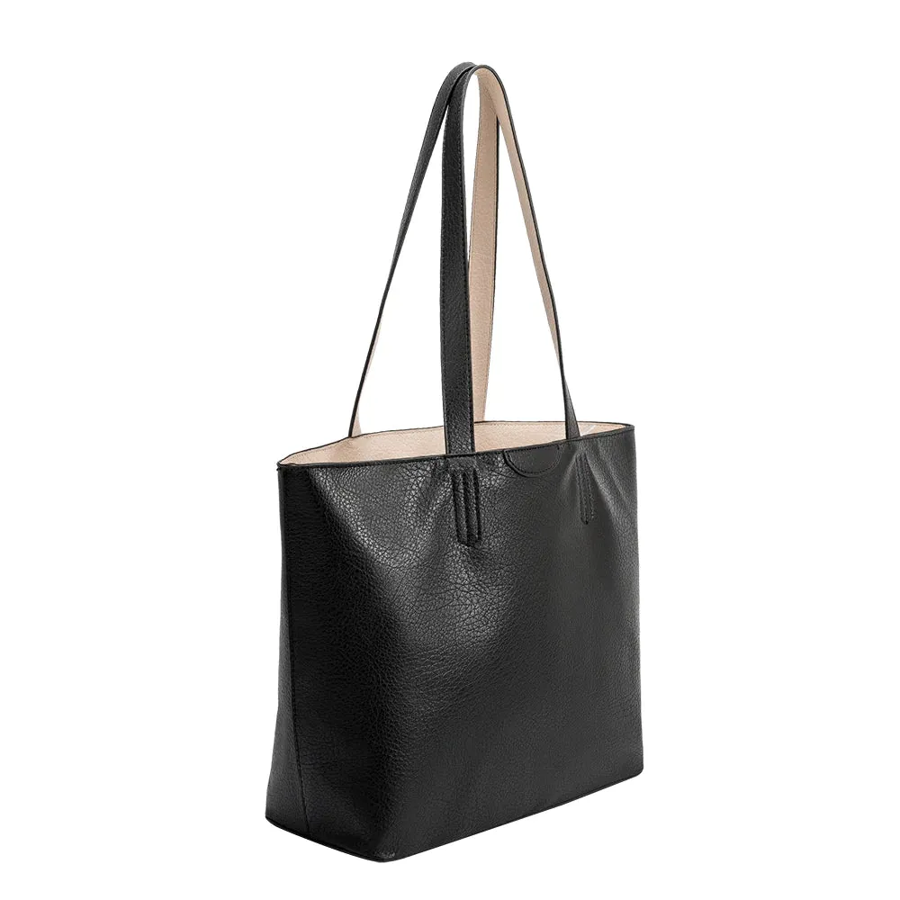 Melie Bianco Denise Large Vegan Leather Reversible Tote - Black