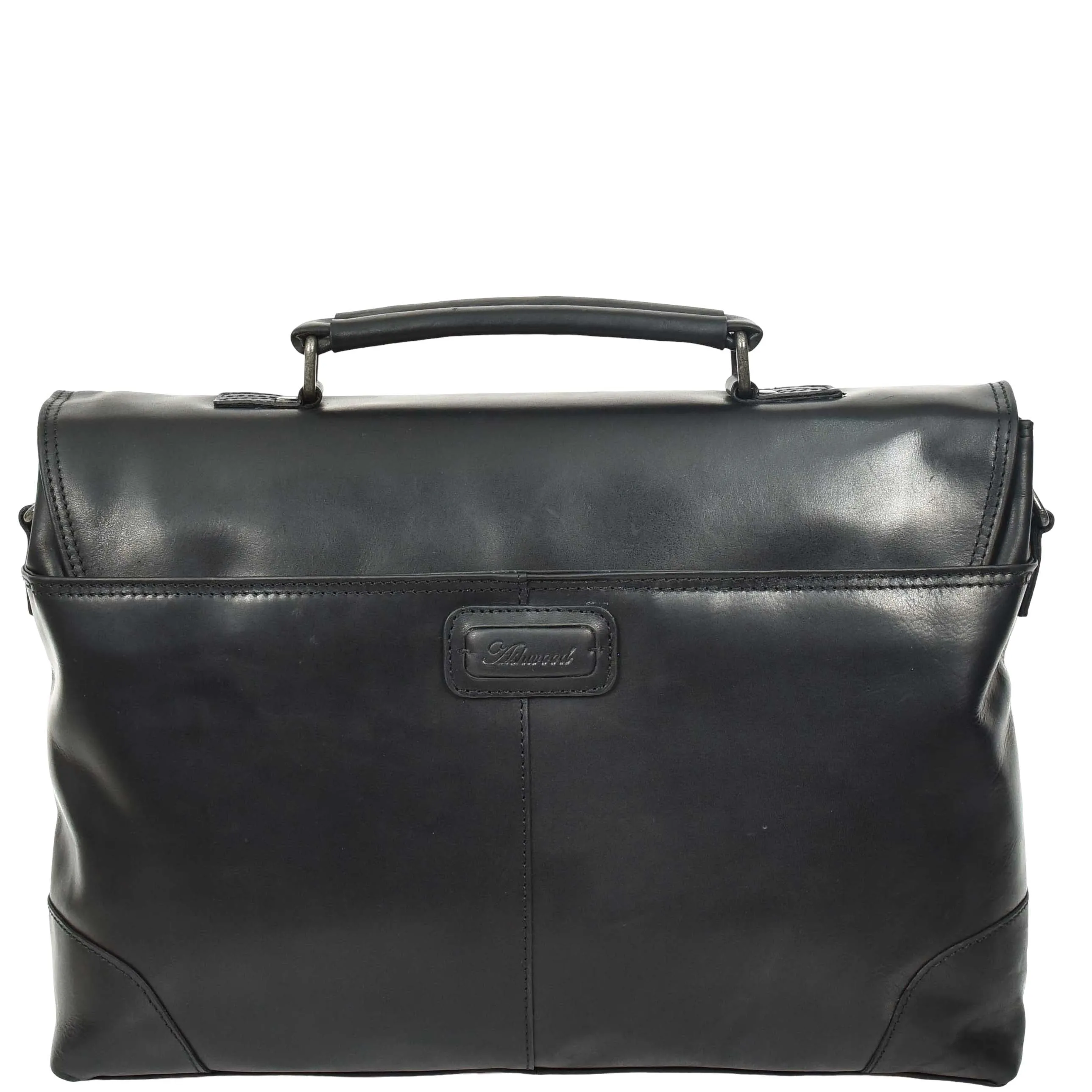 Mens Real Cowhide Leather Briefcase Soft Satchel Office Bag Roy Black