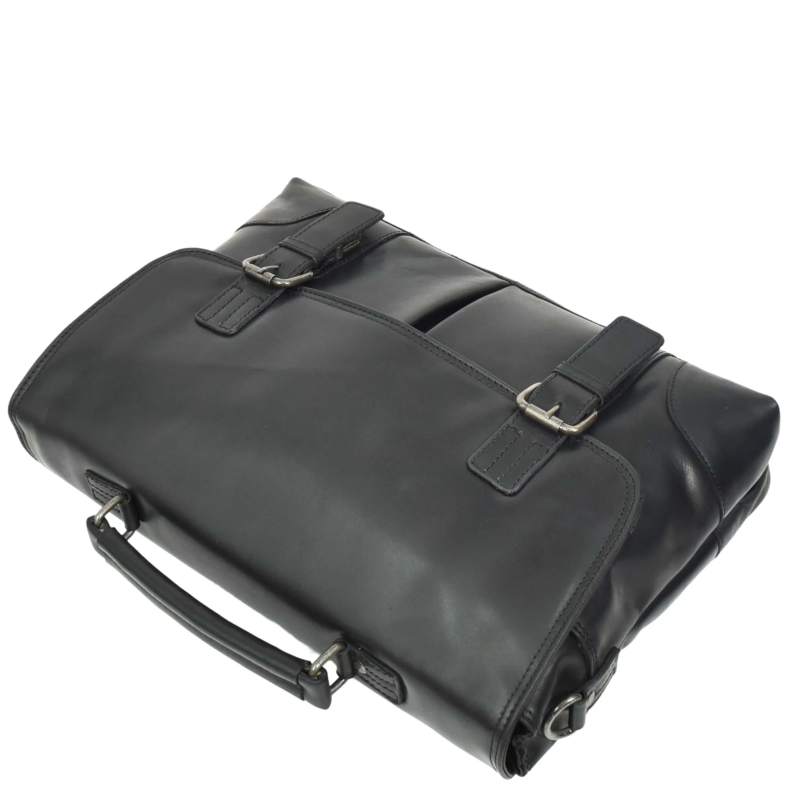 Mens Real Cowhide Leather Briefcase Soft Satchel Office Bag Roy Black