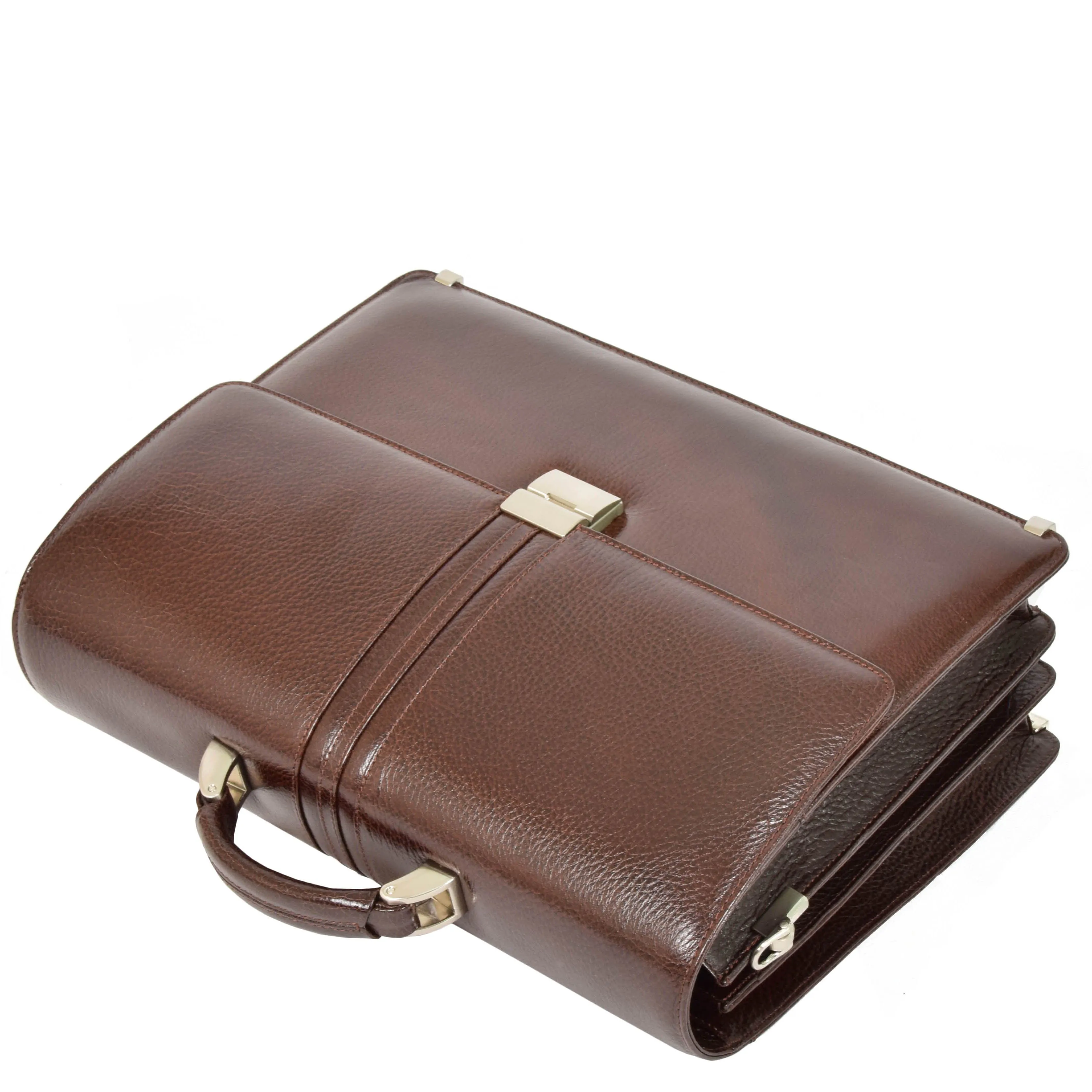 Mens Real Leather Briefcase Classic Bag Organiser CARTER Brown