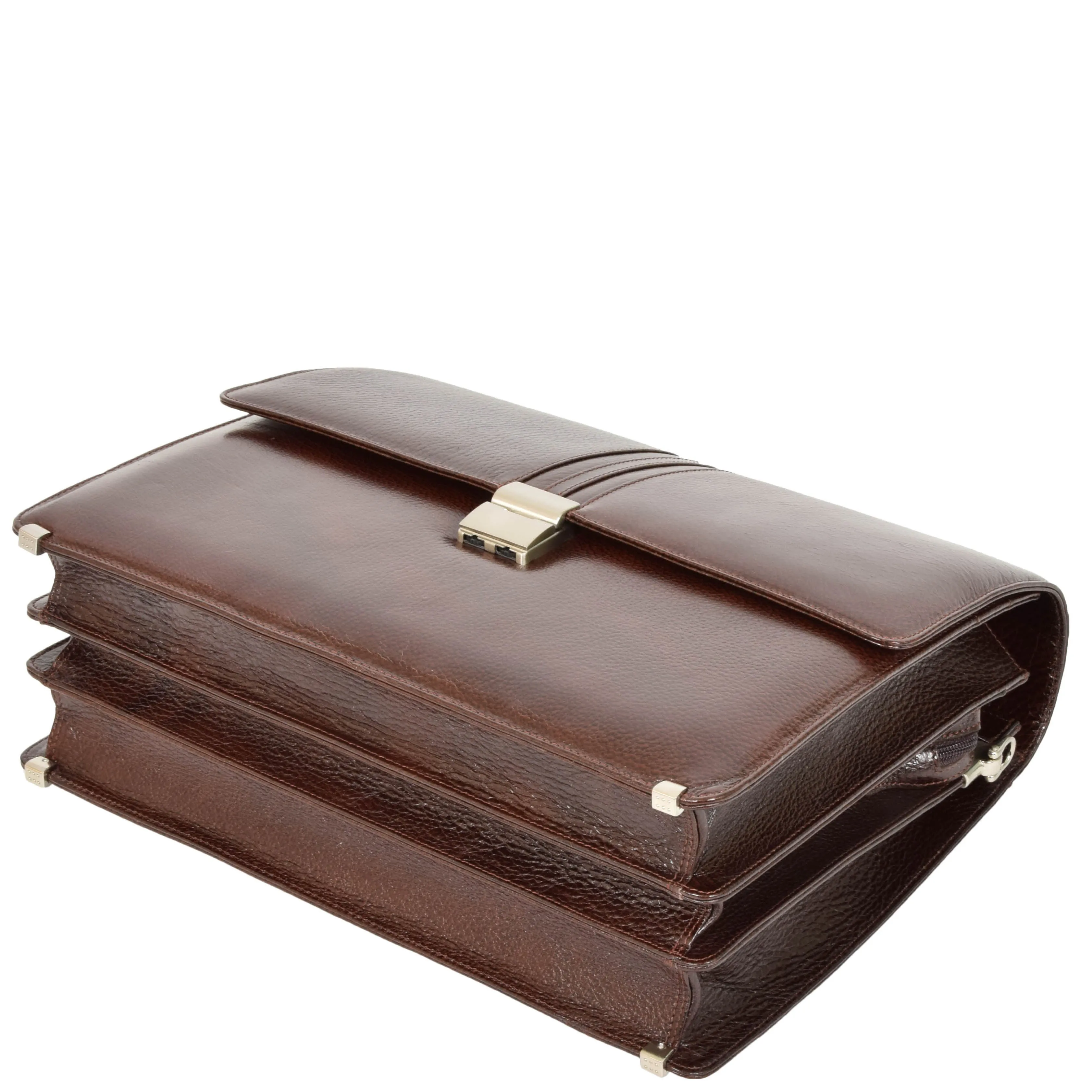 Mens Real Leather Briefcase Classic Bag Organiser CARTER Brown