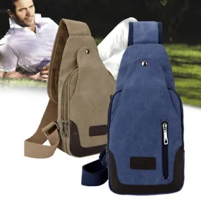 Men's Small Hiking Canvas Messenger Bag Outdoor Travel Camping Chest Bag Day Bag