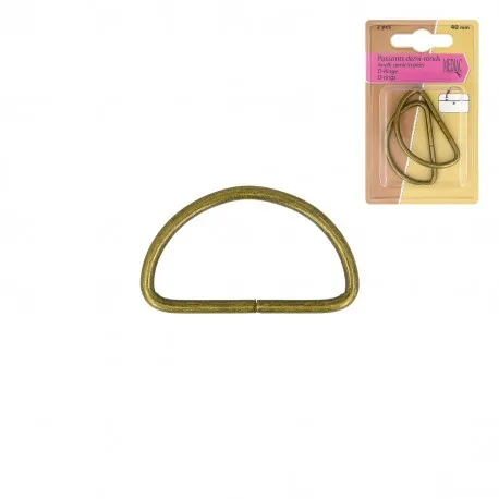 Metal half-round loop buckle x 2 - 38 mm - Brass