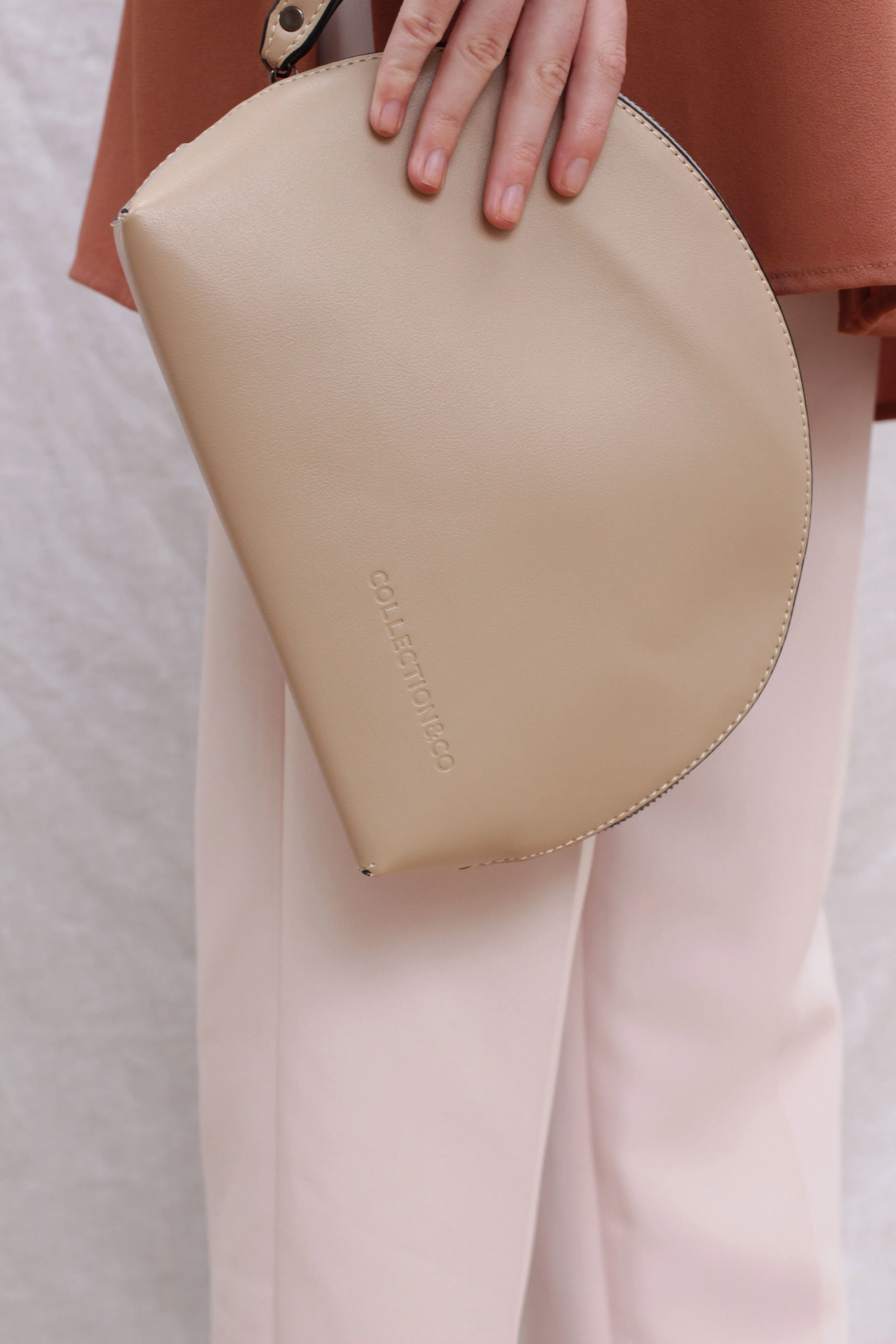 MIGRI Beige Faux Leather Dome Pouch