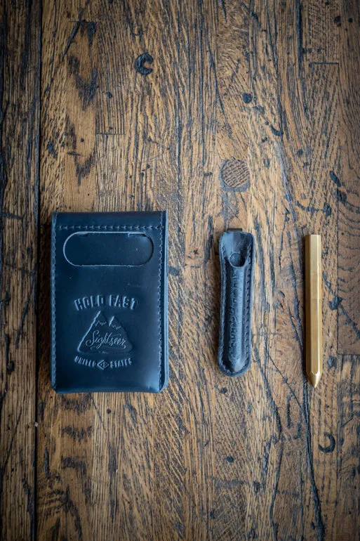 Mini EDC Fieldbook | Leather Journal Cover and Pen Caddy for Every Day Carry