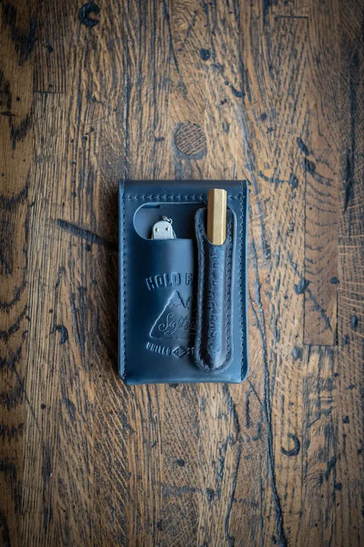 Mini EDC Fieldbook | Leather Journal Cover and Pen Caddy for Every Day Carry