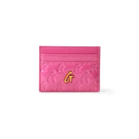 MONOGRAM GOLD CARD HOLDER - MIRROR HOT PINK