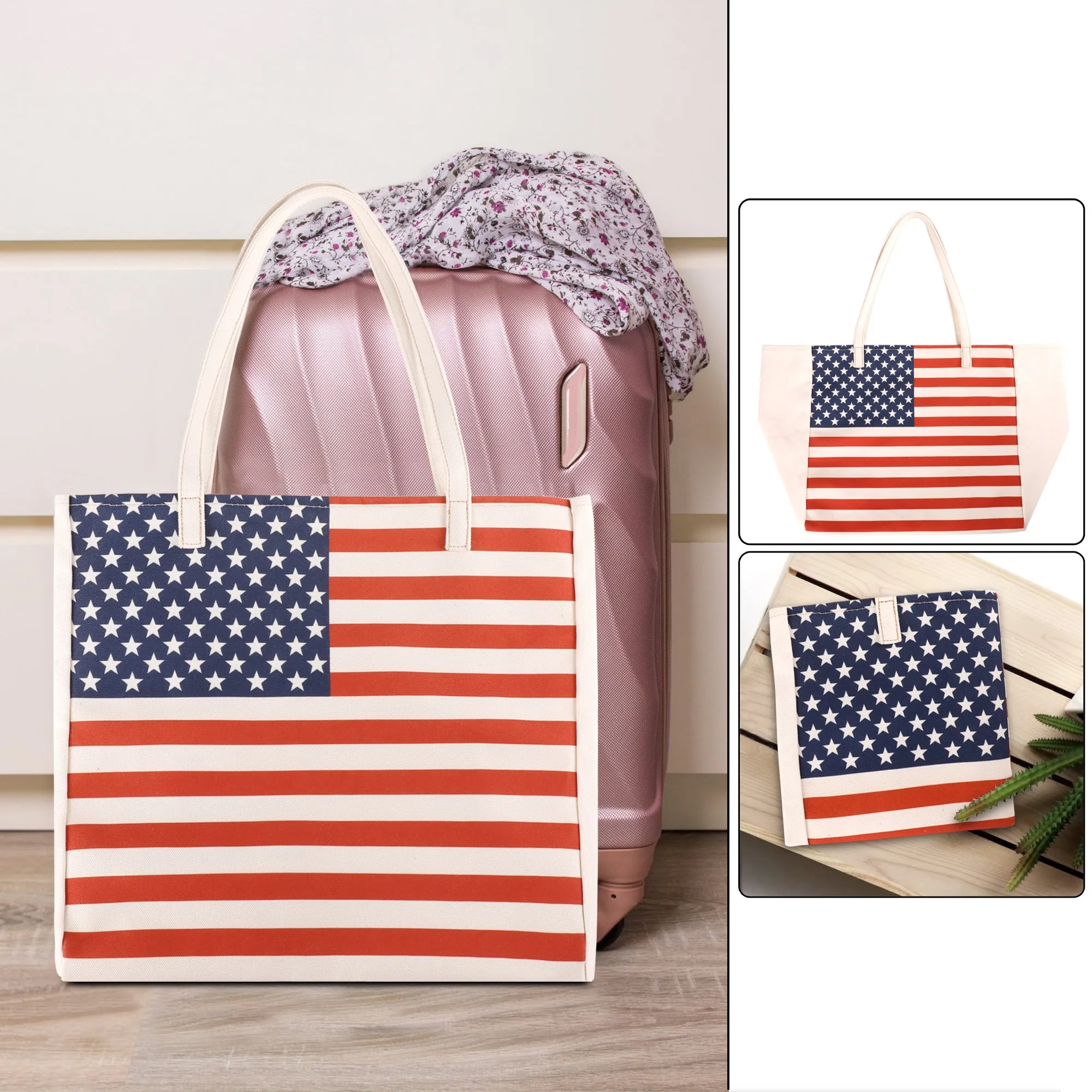 Montana West American Pride Large Canvas Tote Bag