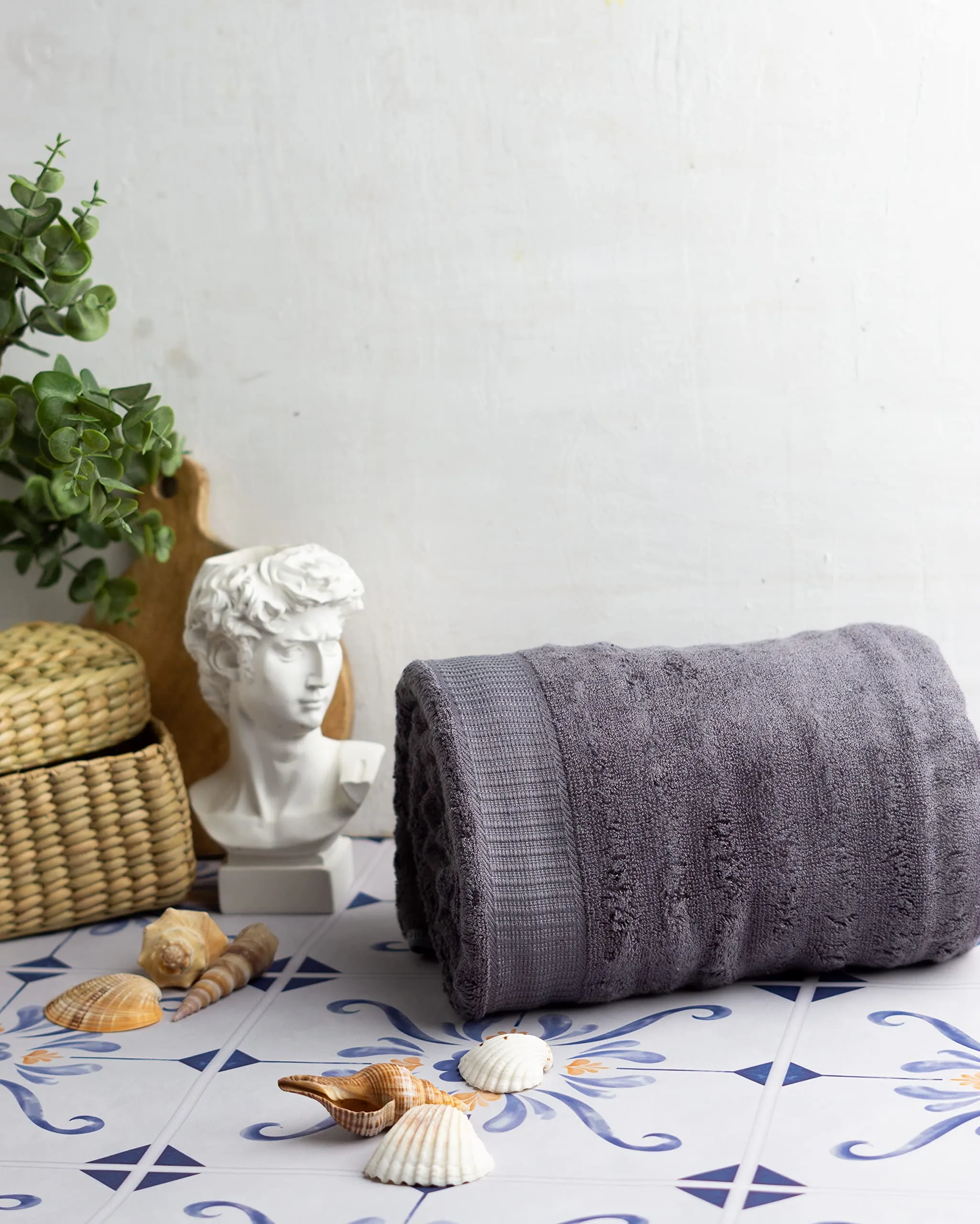 Mush Ultra Soft & Super Absorbent | 600 GSM Bamboo Bath Towel Set | 29 X 59 Inches (Space Grey)