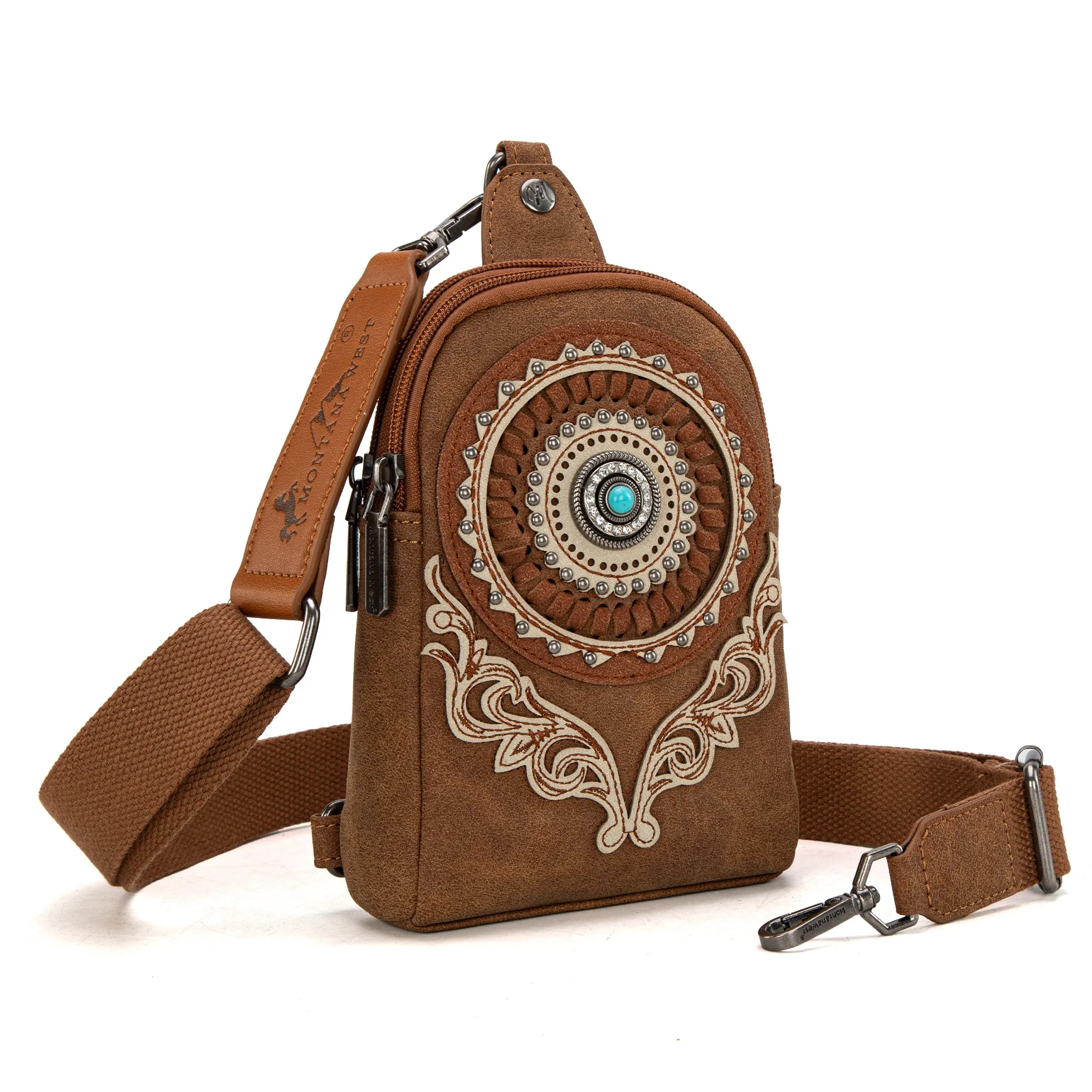 MW1291-194 Montana West Concho Embroidered Collection  Sling Bag