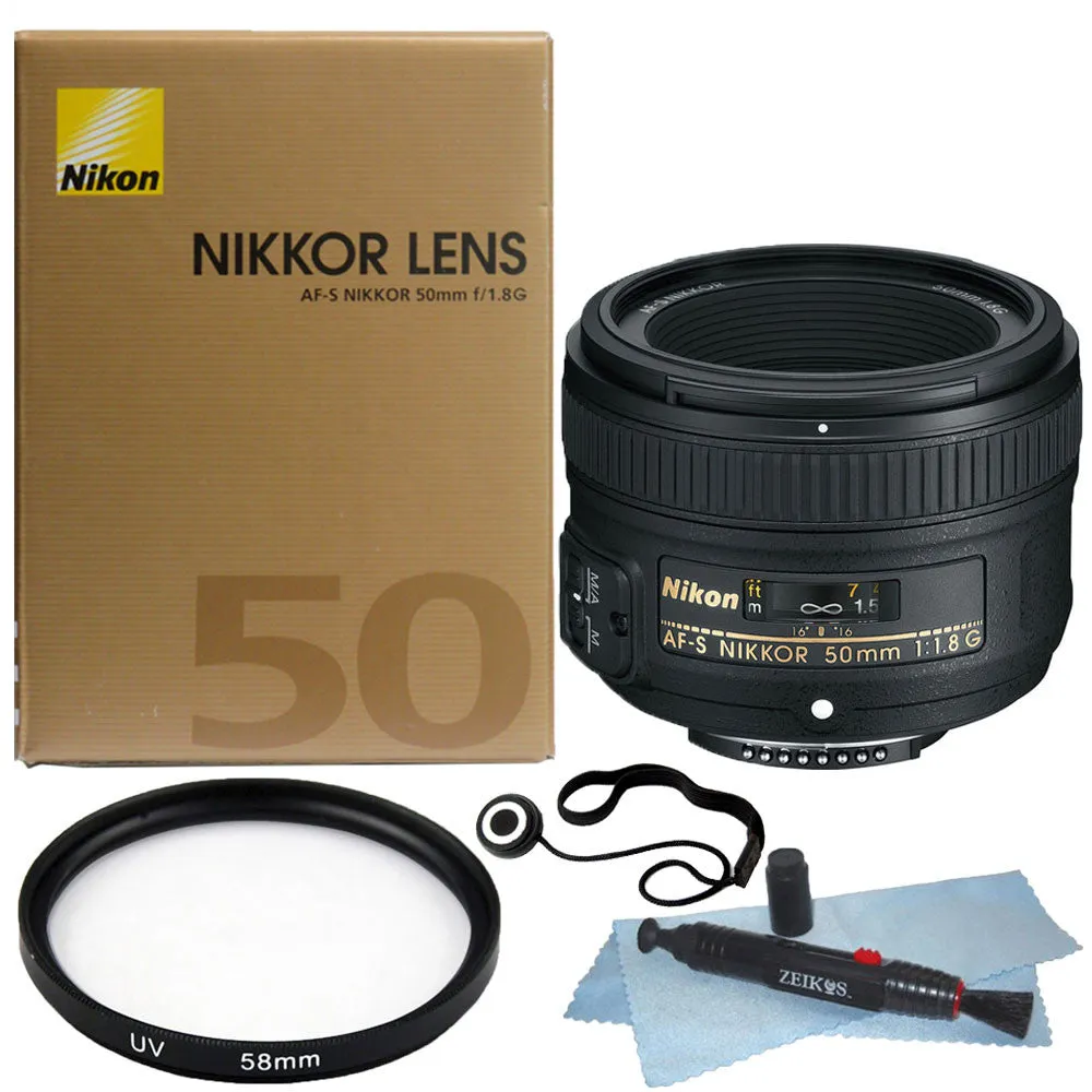 Nikon AF-S NIKKOR 50mm f/1.8G Lens   58mm UV Filter  Accessory Kit