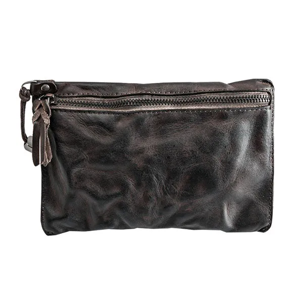 Original Leather Handmade Clutch bag Retro Zipper Envelope Bag