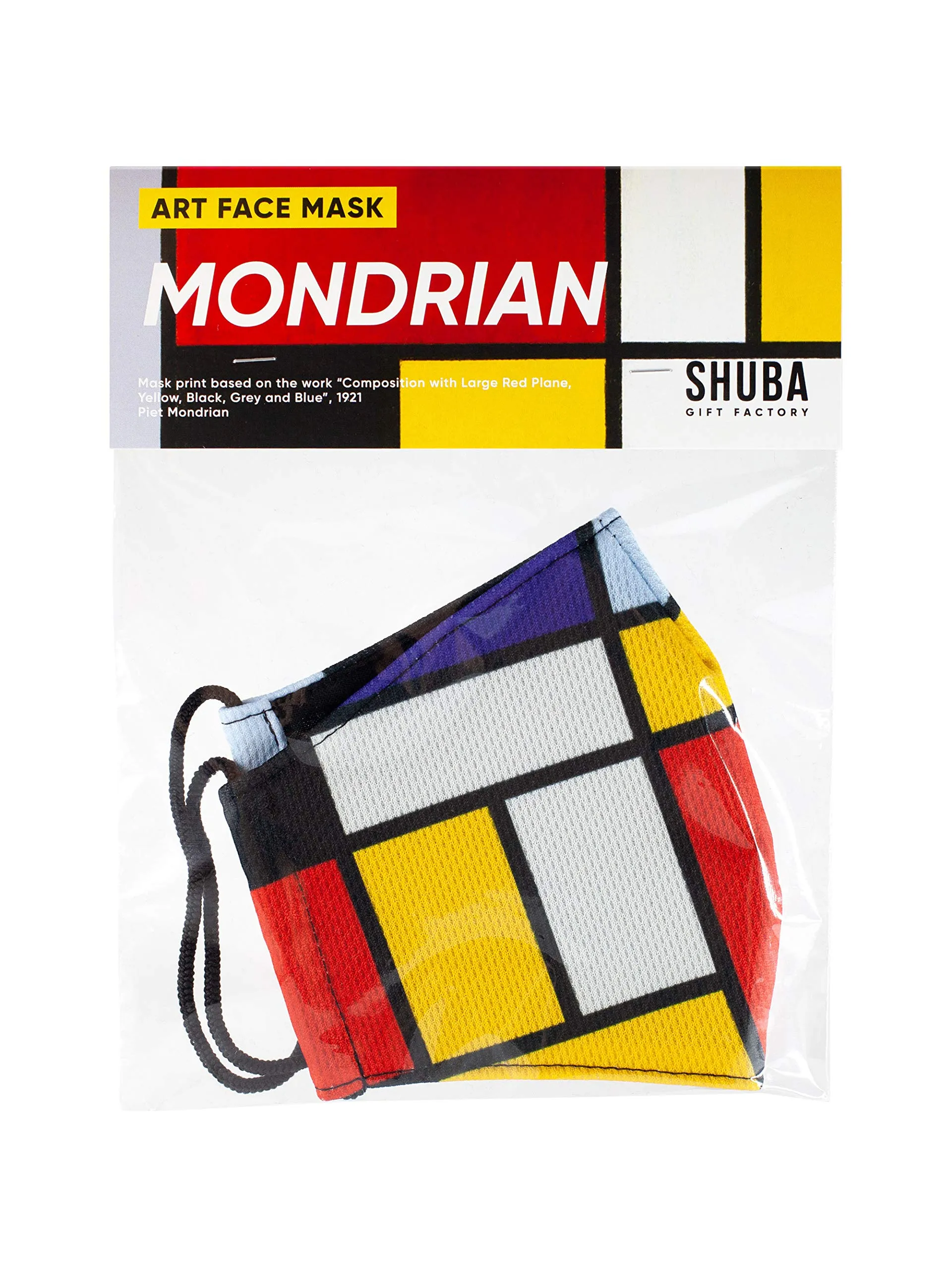 Patterned Face Mask Printed Cover Reusable World Art Series (MONDRIANI)