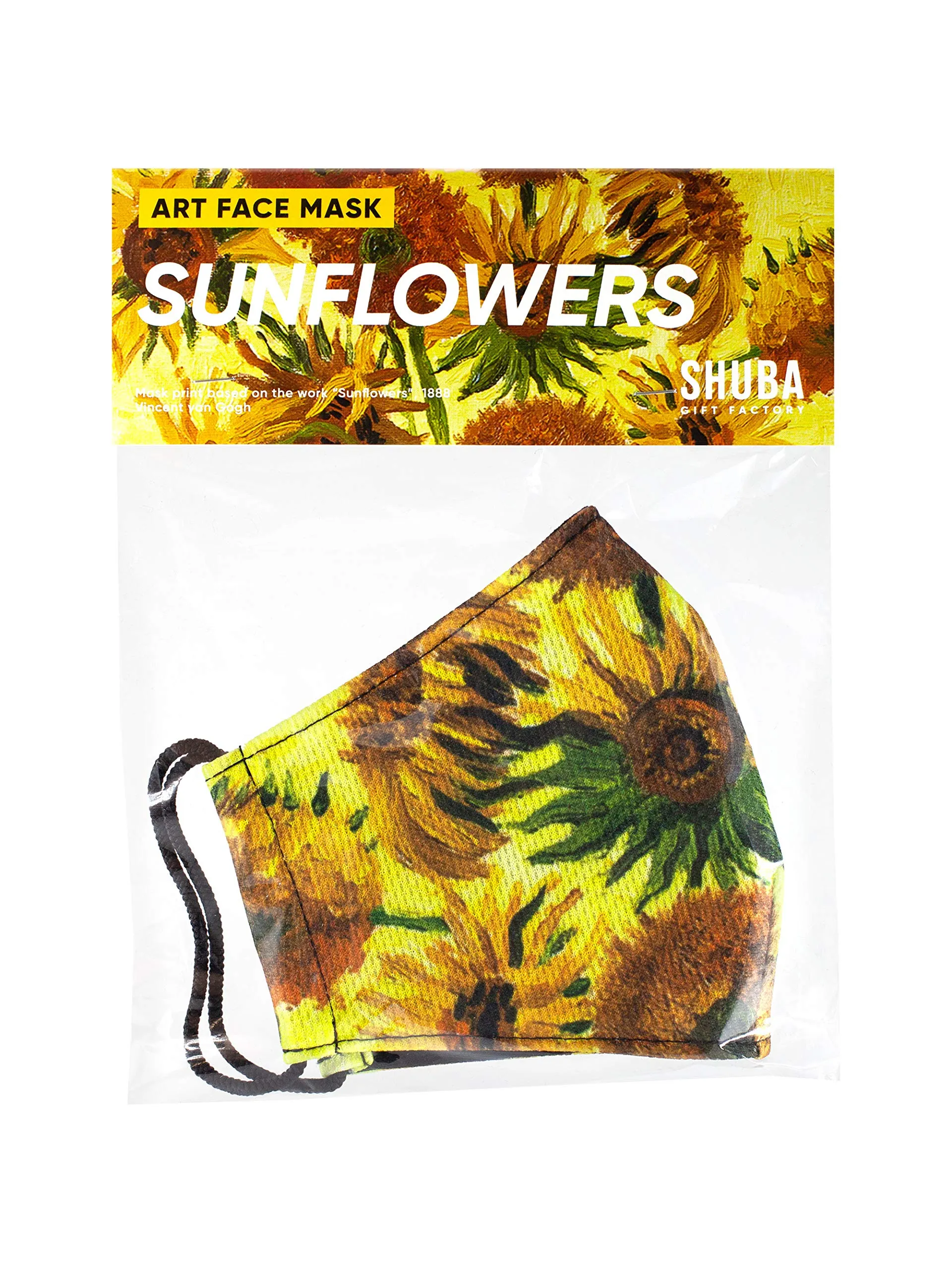 Patterned Face Mask Printed Cover Reusable World Art Series (Sunflowers)