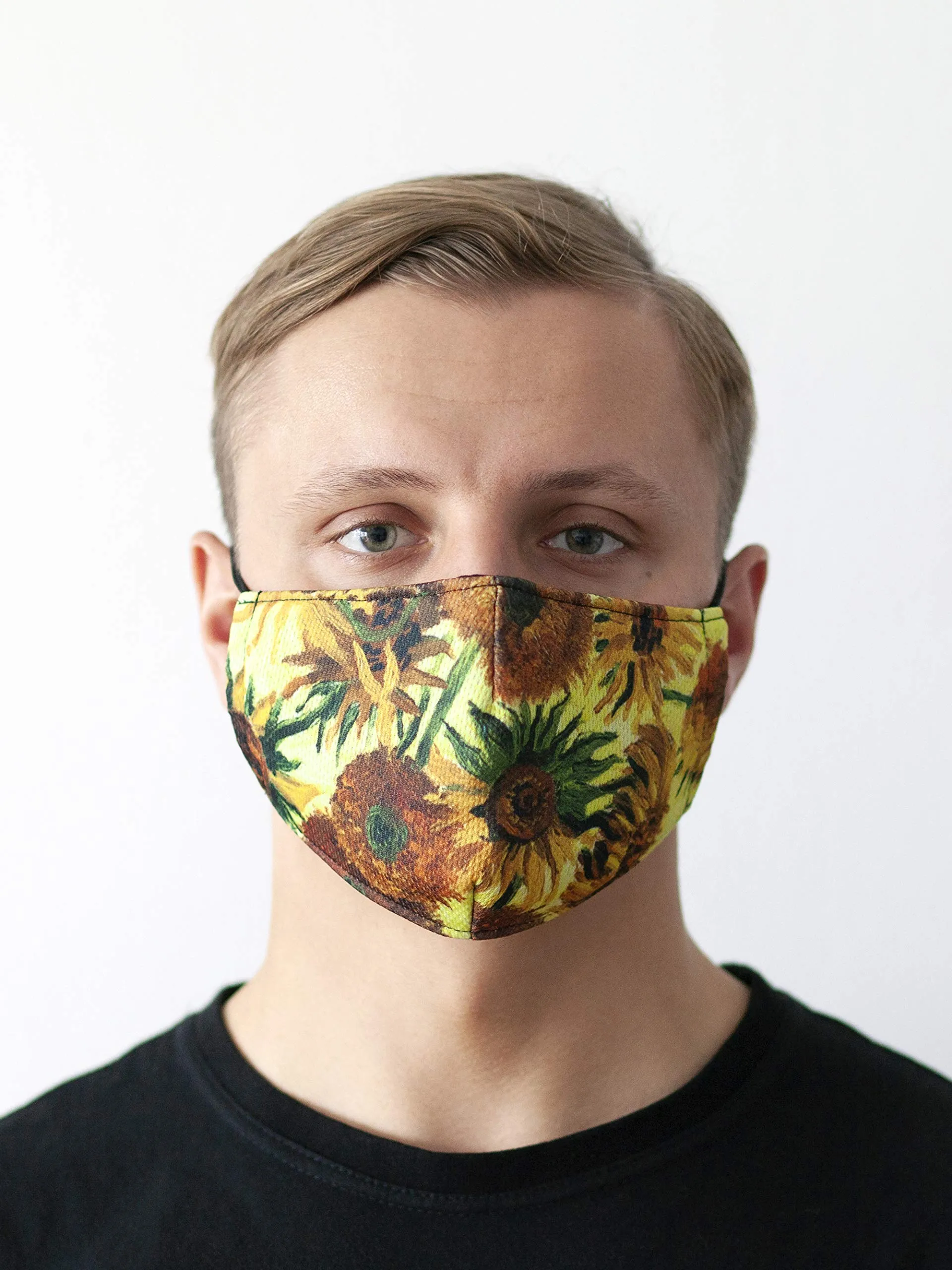 Patterned Face Mask Printed Cover Reusable World Art Series (Sunflowers)