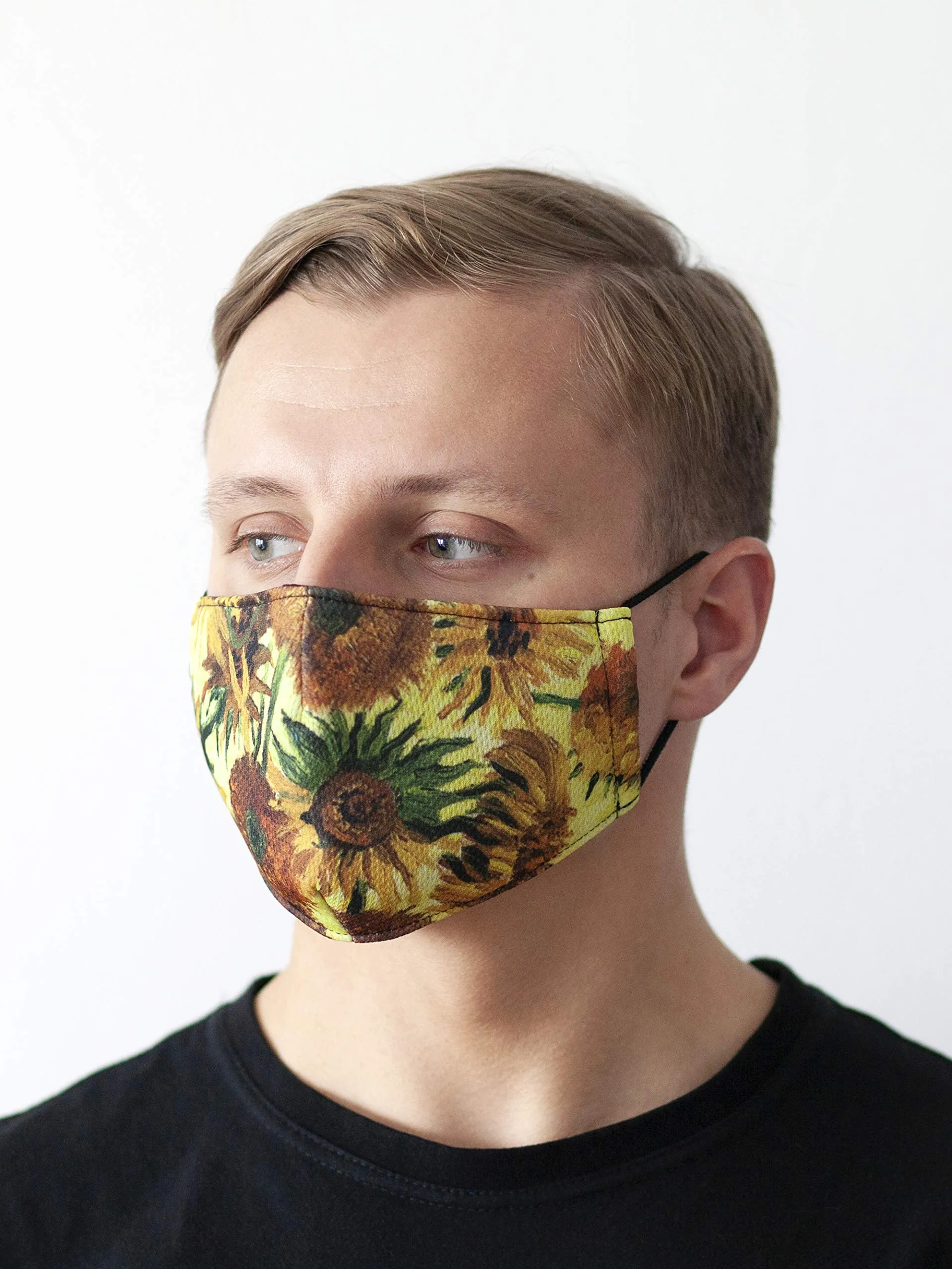 Patterned Face Mask Printed Cover Reusable World Art Series (Sunflowers)