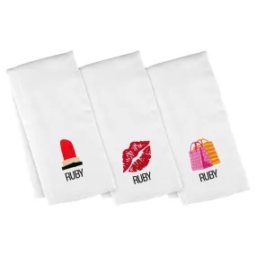 Personalized Emoji Burp Cloth - 3 Pack Girly Girl