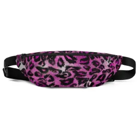 Pink Leopard Fanny Pack, Animal Print Designer Fanny Pack Over The Shoulder Bag- Made in USA/EU