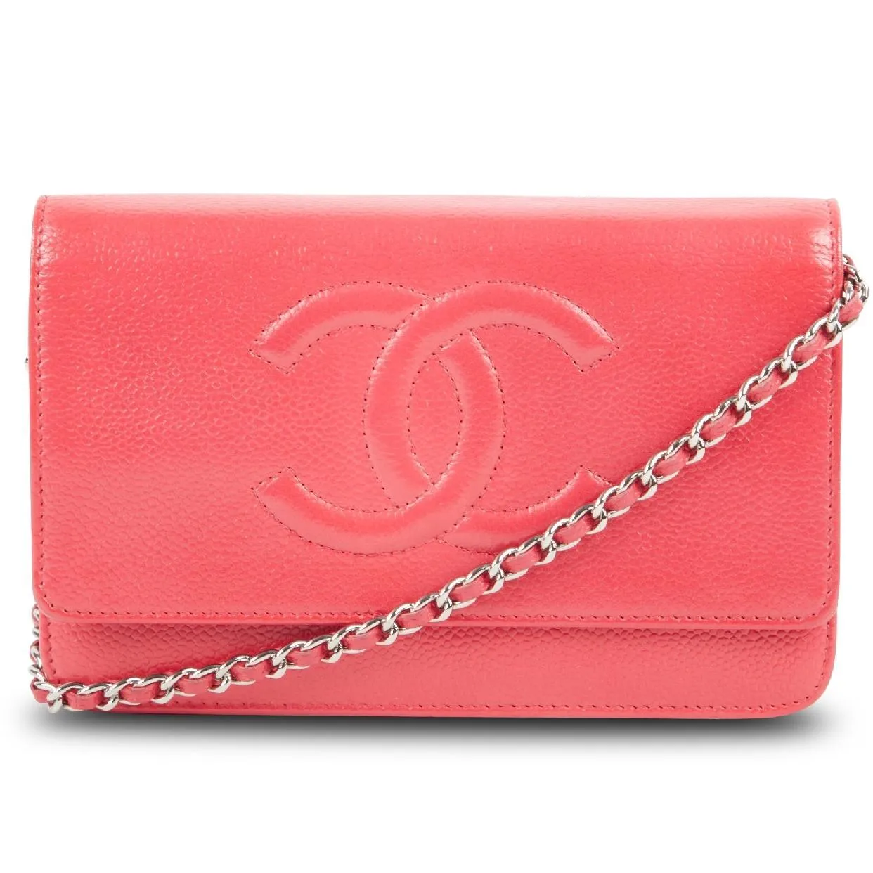 Pre-Owned Chanel CC Caviar Leather Wallet on Chain Crossbody Bag