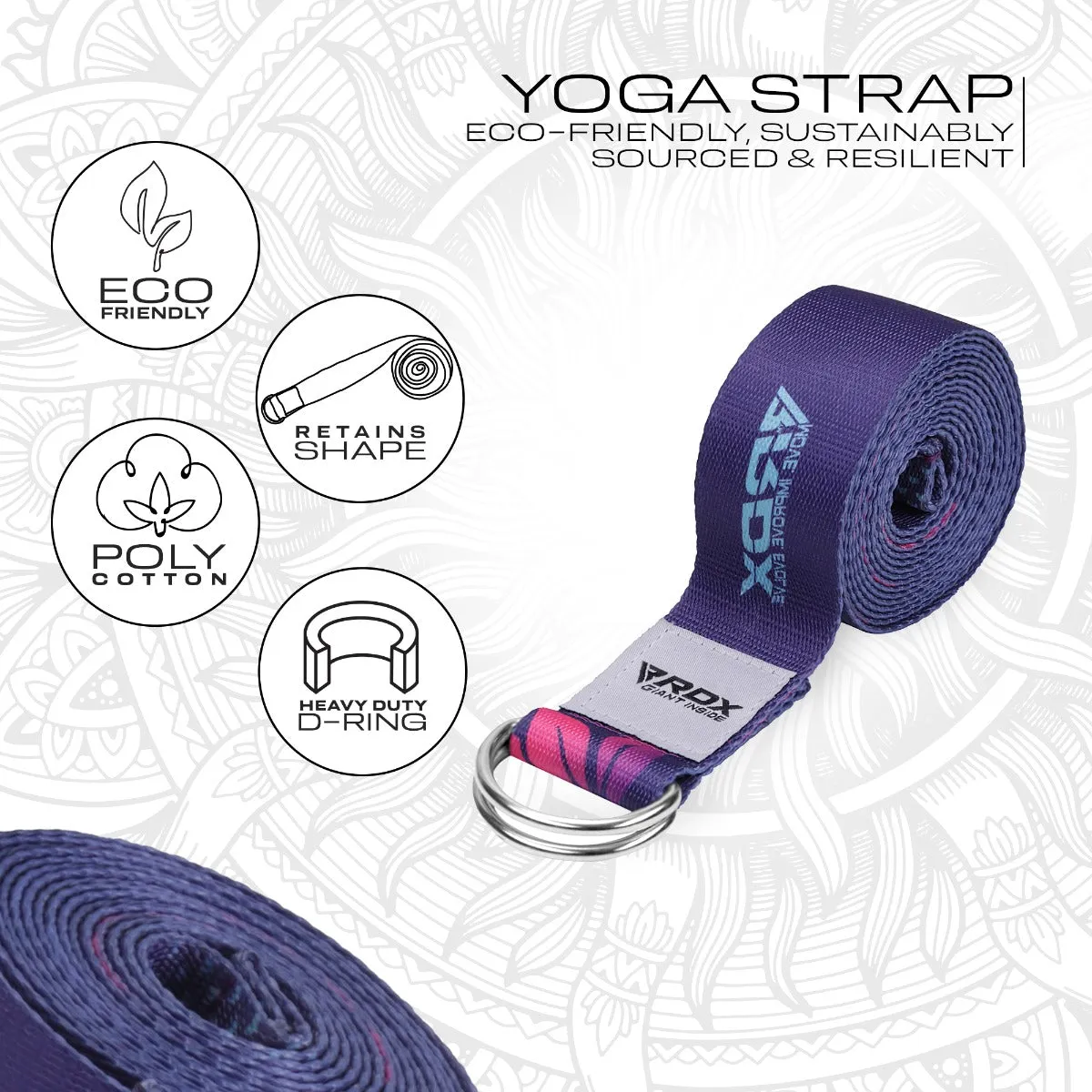 RDX F6 D-Ring Steel Buckle Cotton Yoga Strap