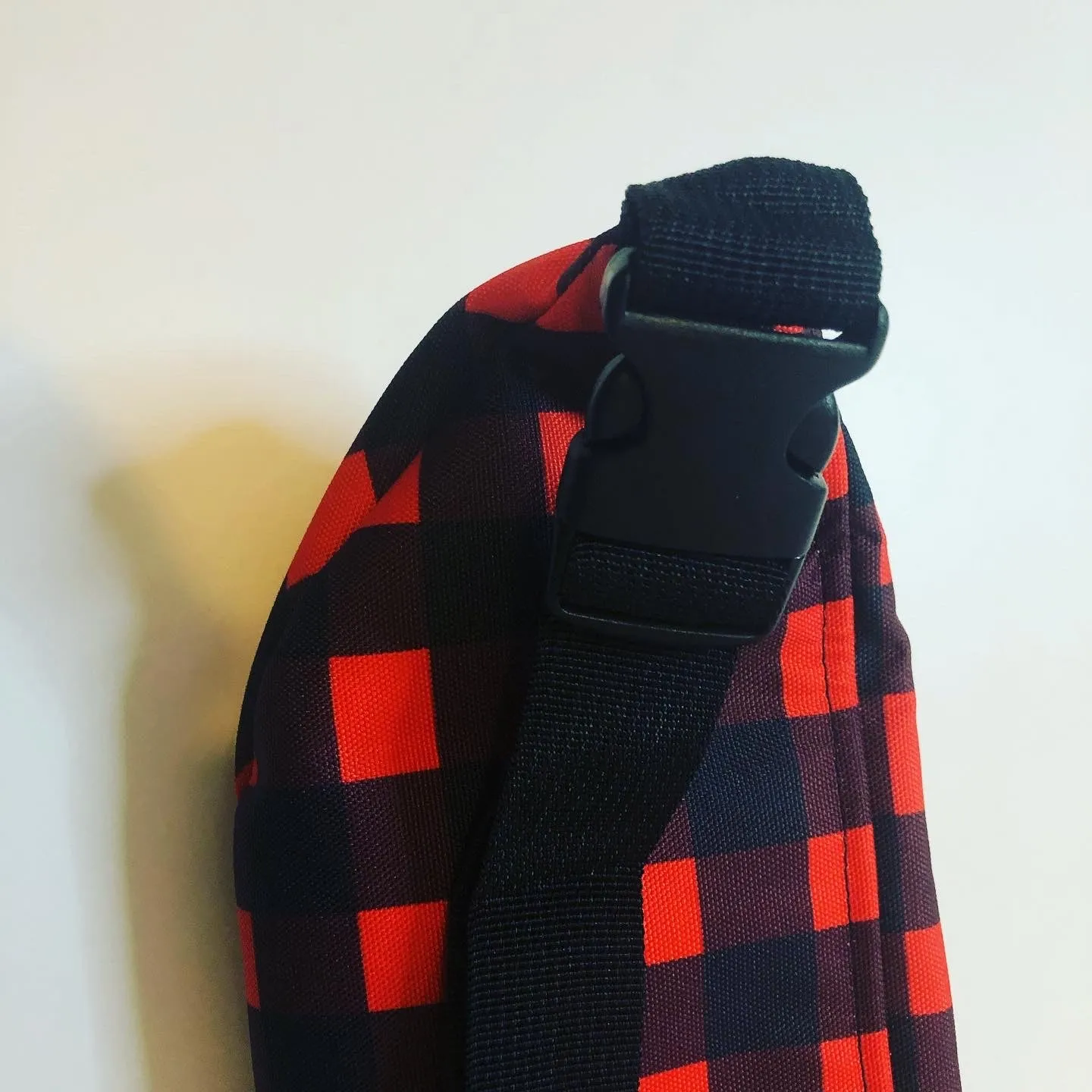 Red Buffalo Fanny Pack, Plaid Print Canadian Style Belt Bag Fanny Pack Belt Waist Bag- Made in USA/EU