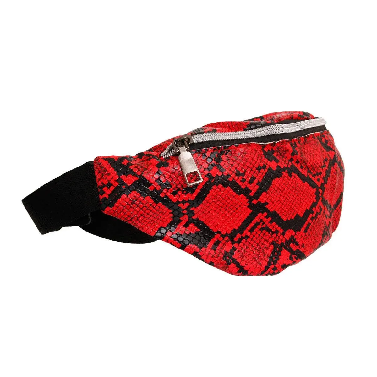 Red Faux Snake Skin Fanny Pack Waist Bag