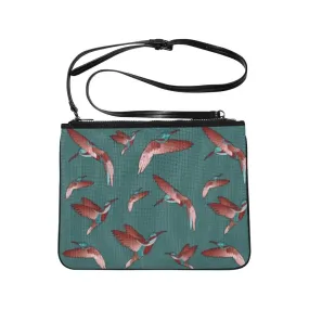 Red Swift Turquoise Slim Clutch Bag