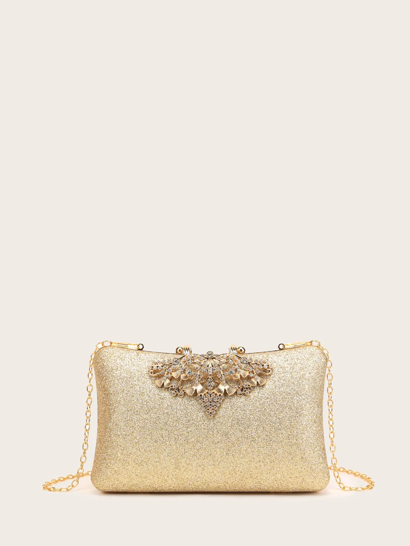 Rhinestone Decor Glitter Clutch Bag