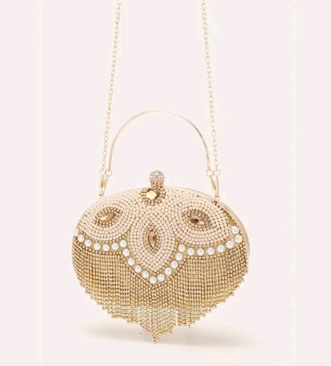 Rhinestone Decor Heart Design Novelty Clutch.