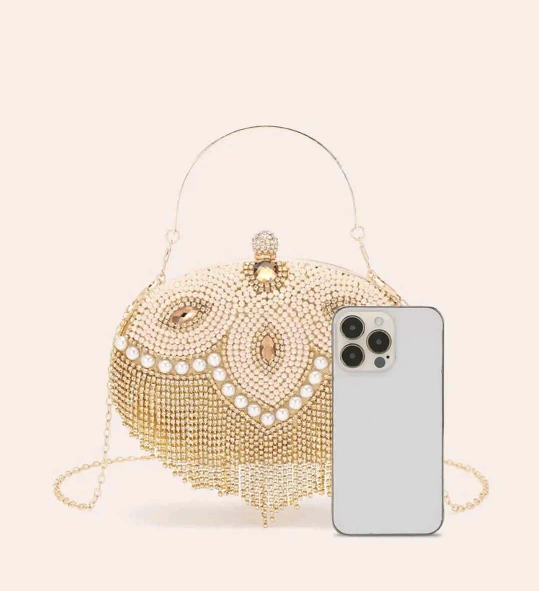 Rhinestone Decor Heart Design Novelty Clutch.