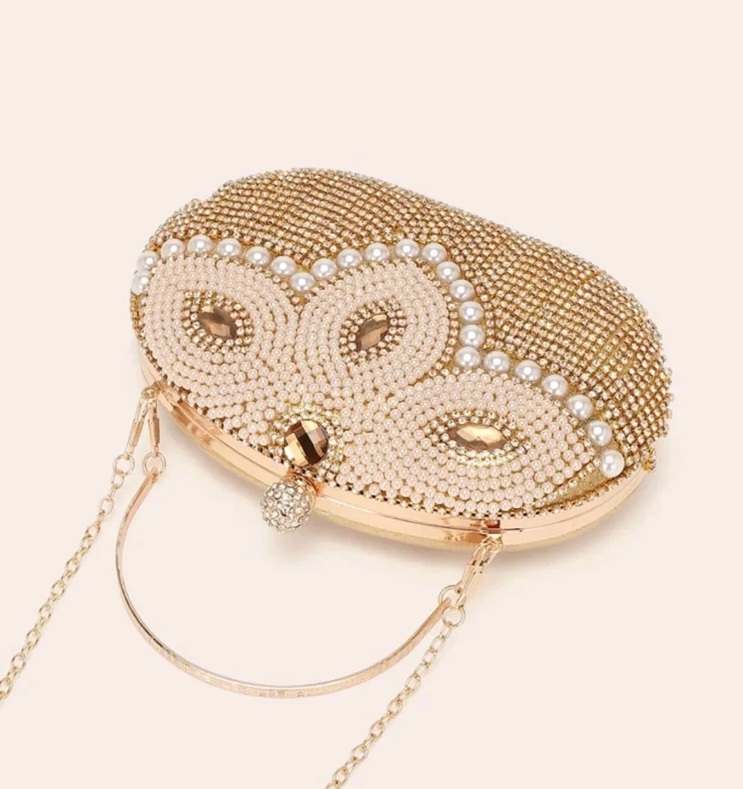 Rhinestone Decor Heart Design Novelty Clutch.