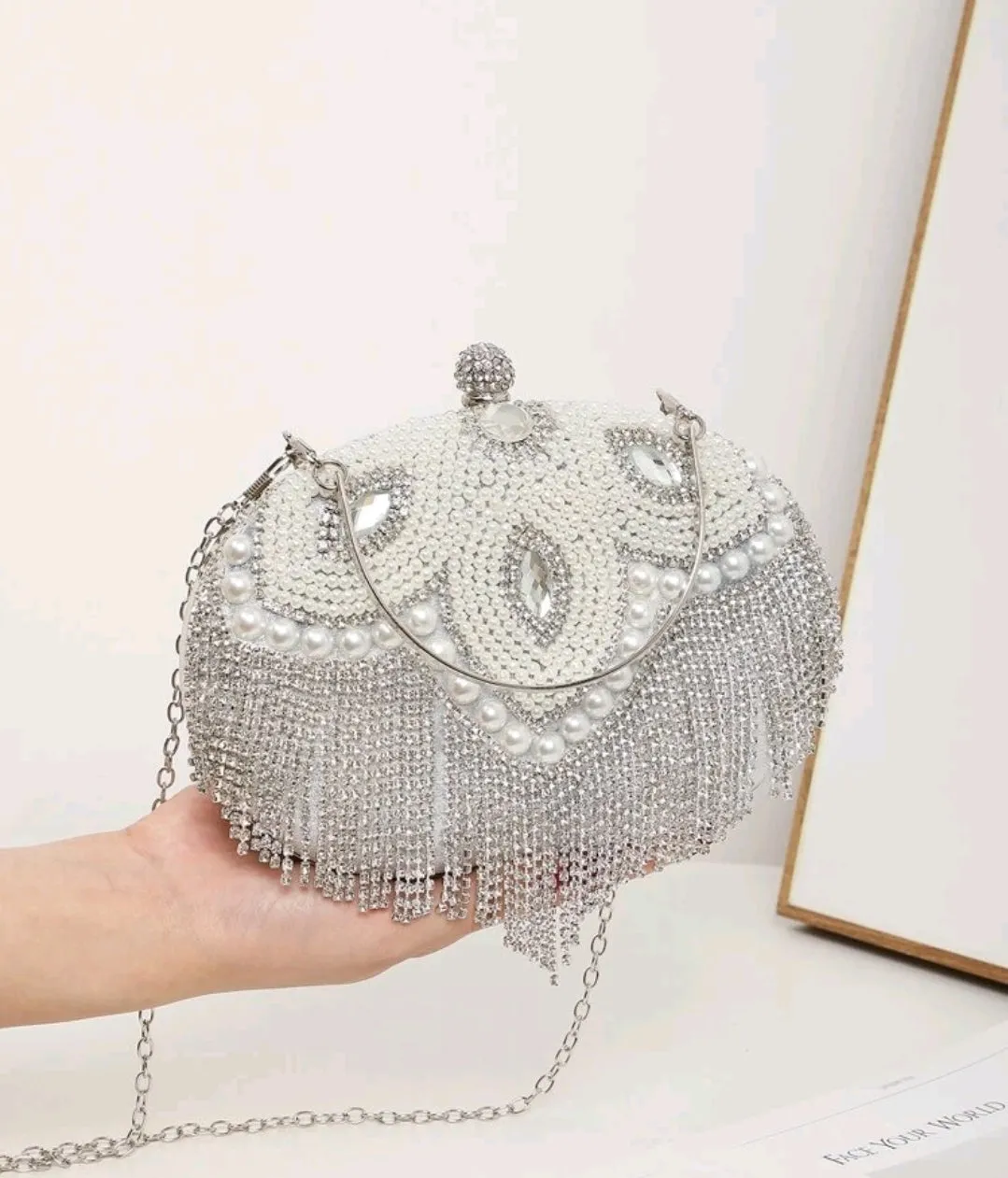 Rhinestone Decor Heart Design Novelty Clutch.