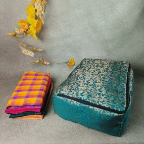 Saree Storage Bags Bright Green with Golden Flower Prints.