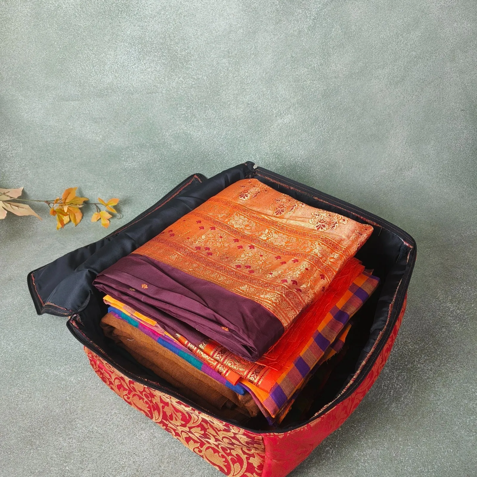 Saree Storage Bags Green Anthemoin Prints Design