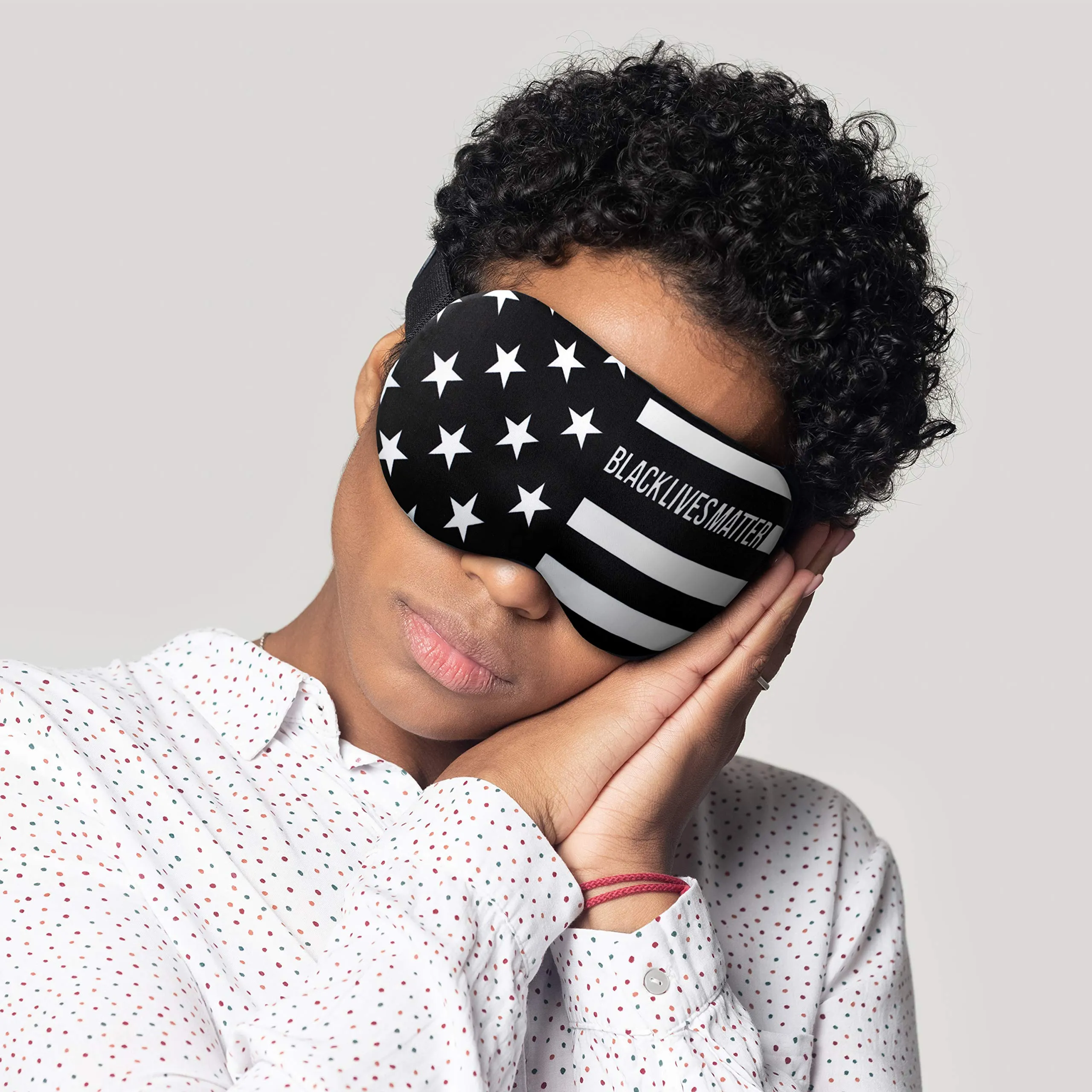 Sleep Mask Soft Eye Mask BLM Great America BW USA Flag for Women Man - 100% Soft Cotton - Comfortable Eye Sleeping Mask Night Cover Blindfold for Travel Airplane America Art (BLM1, Plastic Pack)