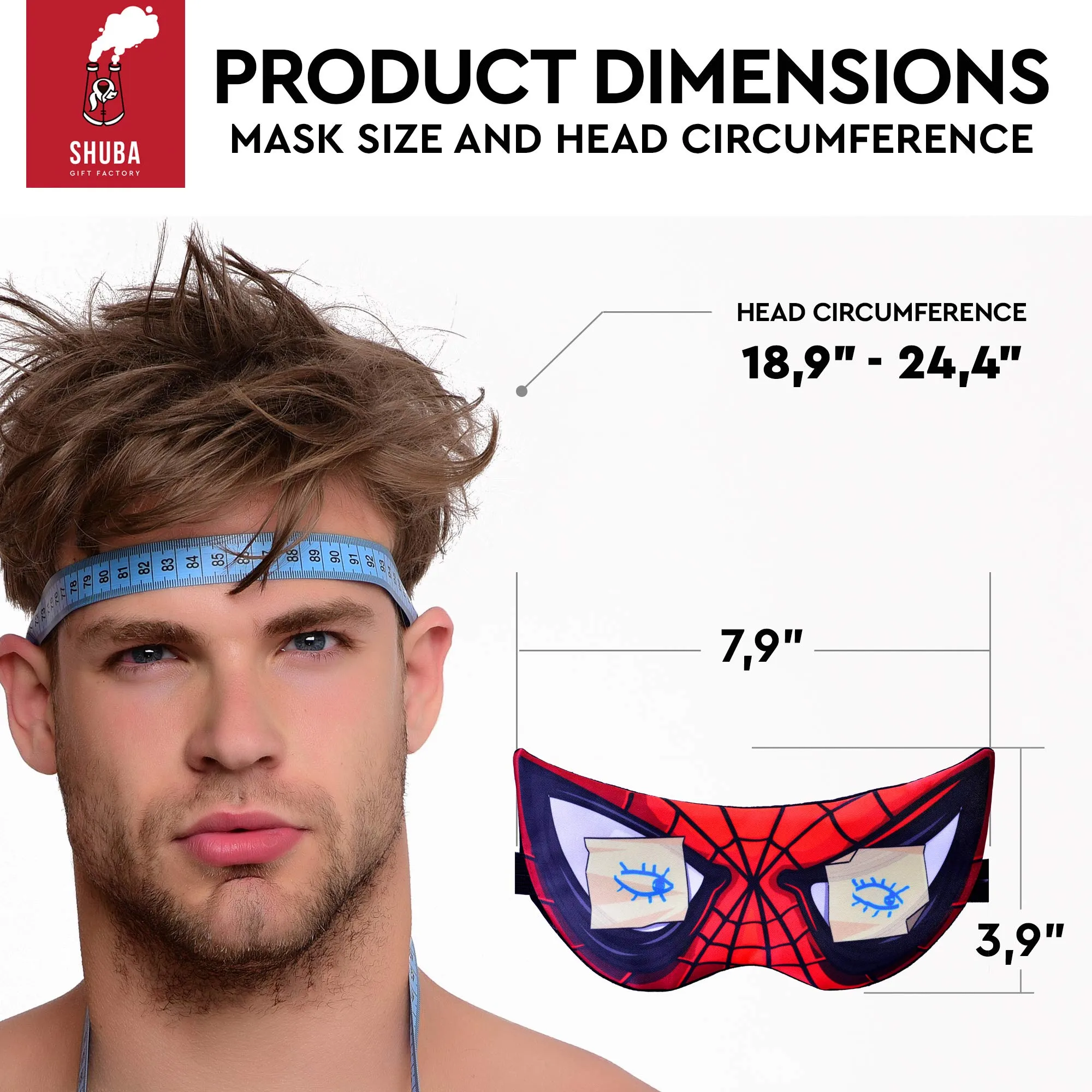 Sleep Mask Spiderman Comics for Men Children Kids - Sleeping mask 100% Soft Cotton - Eye Sleeping Mask Night Cover Blindfold for Travel Airplane (Spiderman, Plastic Pack)