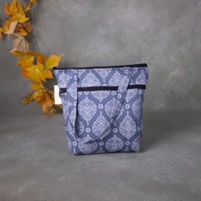 Small Handbag Grey Colour with Flower Design