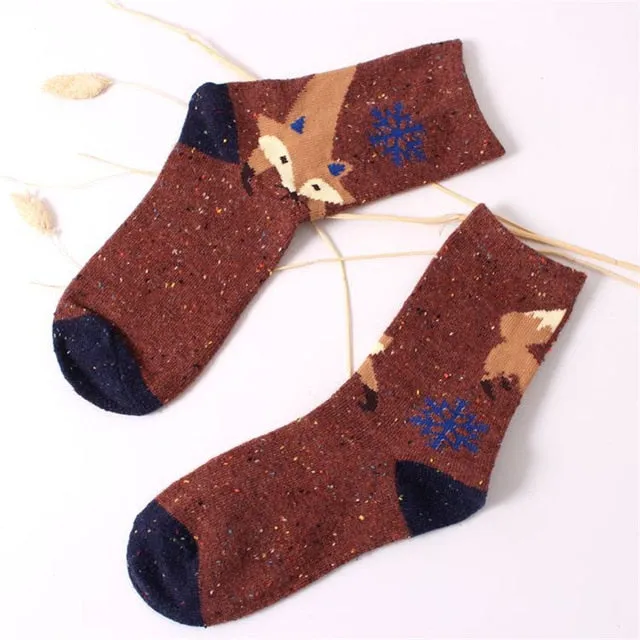 Snowy Little Fox Socks