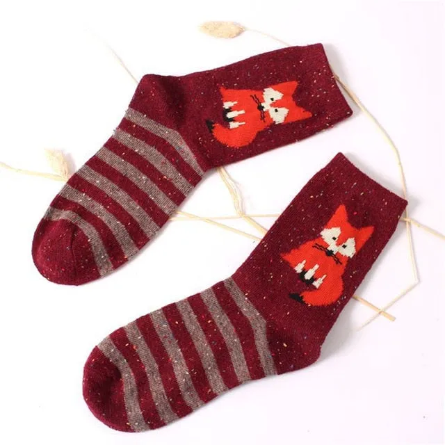 Snowy Little Fox Socks