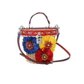 Straw Flower Bucket Bag