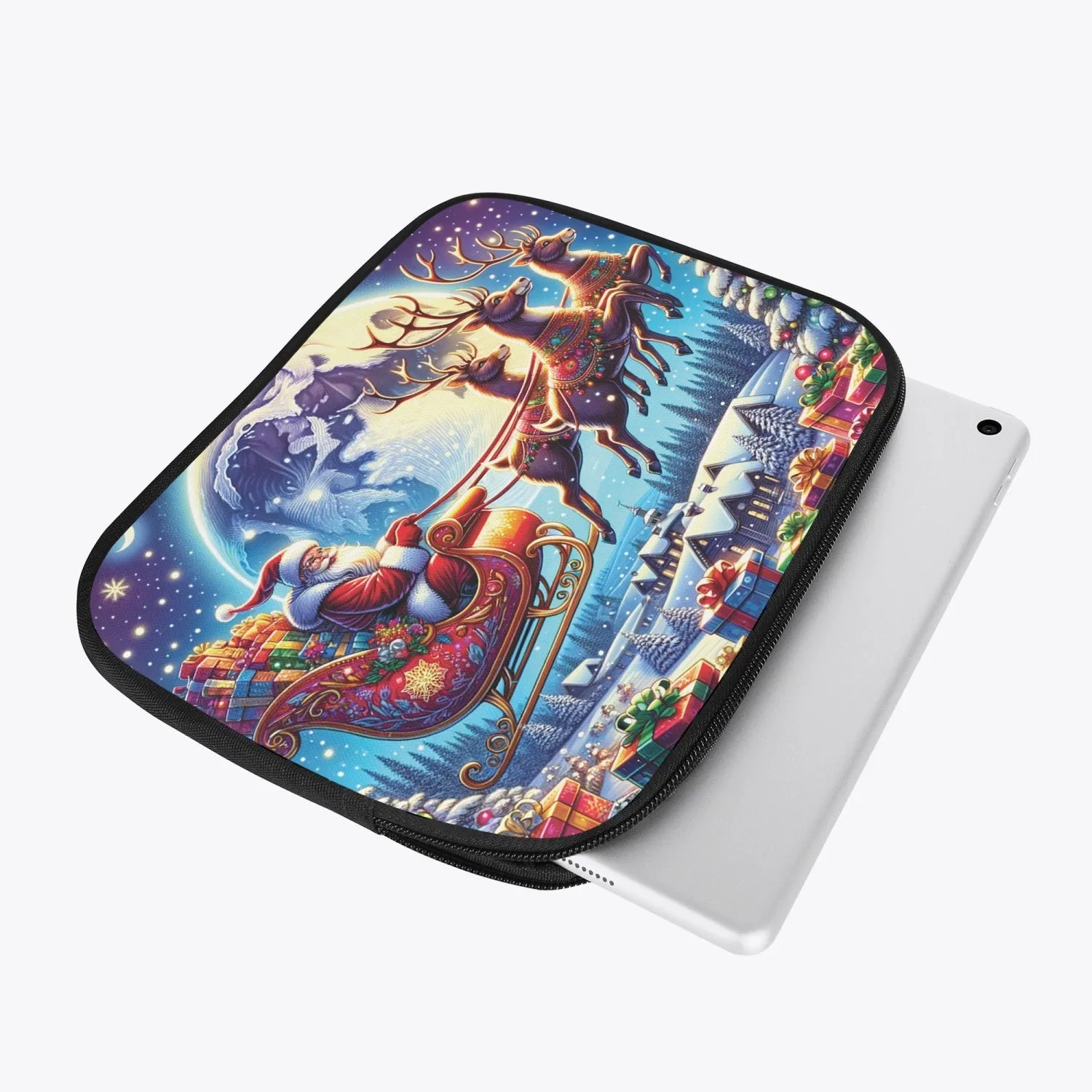 Tablet Sleeve - Christmas, Santa and Reindeer, awd-231