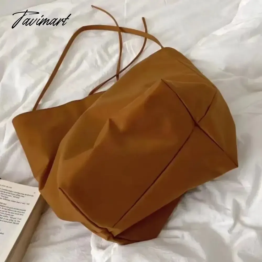 TAVIMART  Korean Fashion Nylon Shoulder Bags Women New Autumn Bucket Bags High-capacity Simple Solid Totes 2024 Bolsas Mujer Сумка