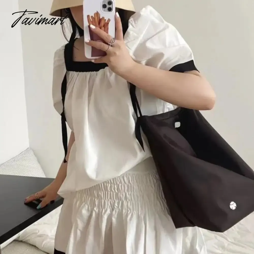 TAVIMART  Korean Fashion Nylon Shoulder Bags Women New Autumn Bucket Bags High-capacity Simple Solid Totes 2024 Bolsas Mujer Сумка