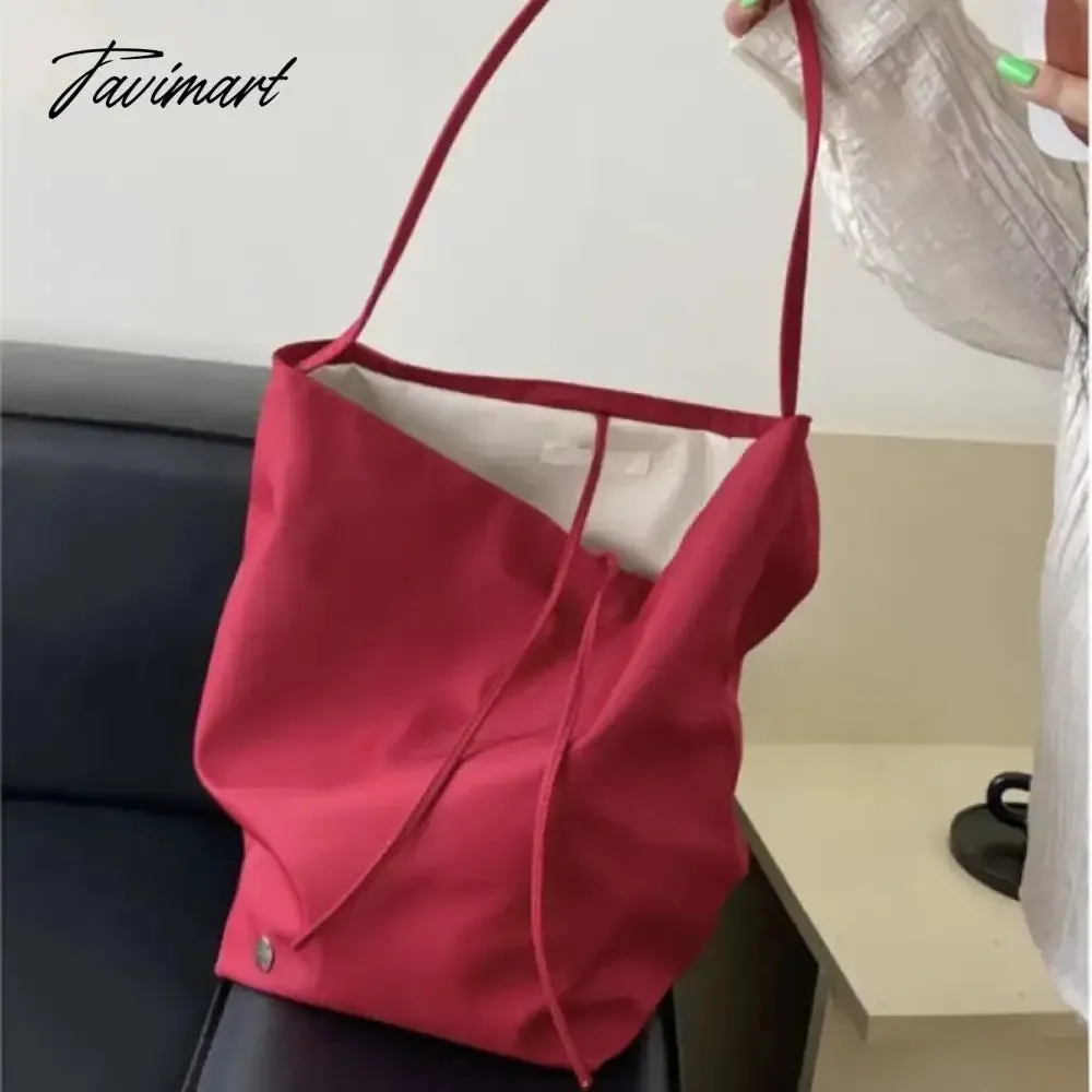 TAVIMART  Korean Fashion Nylon Shoulder Bags Women New Autumn Bucket Bags High-capacity Simple Solid Totes 2024 Bolsas Mujer Сумка