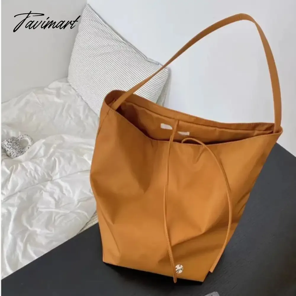 TAVIMART  Korean Fashion Nylon Shoulder Bags Women New Autumn Bucket Bags High-capacity Simple Solid Totes 2024 Bolsas Mujer Сумка